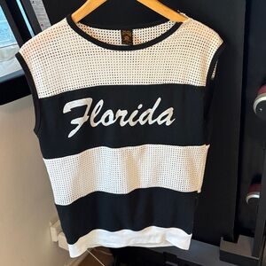 Florida Striped Mesh Top - Black & White